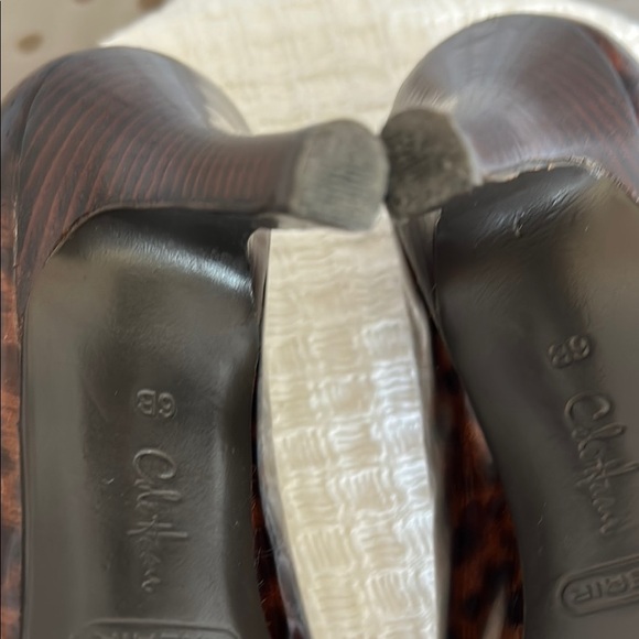 Cole Haan Brown Leopard Peep Toe Heels - Picture 7 of 10